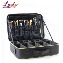 Logo Cosmetic Bag Makeup Brush Slots EVA Dividers Makeup Artist Bag Cosmetic Cases Professional Makeup with Shoulder Strap